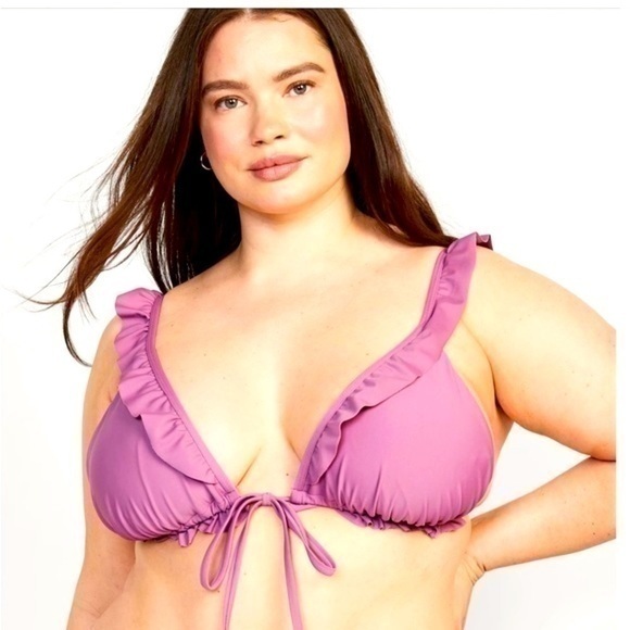 Old Navy Ruffle-Trimmed Triangle String Bikini Swim Top for Women NWT - Picture 1 of 7